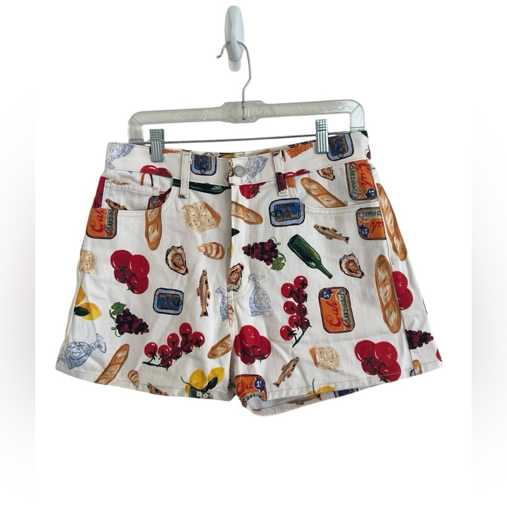 Lisa Says Gah White Fruit & Pantry Print Cotton Shorts